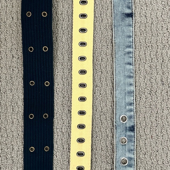 Grommet Belt Set - Black, Yellow, Blue Bundle of 3 - Picture 3 of 4